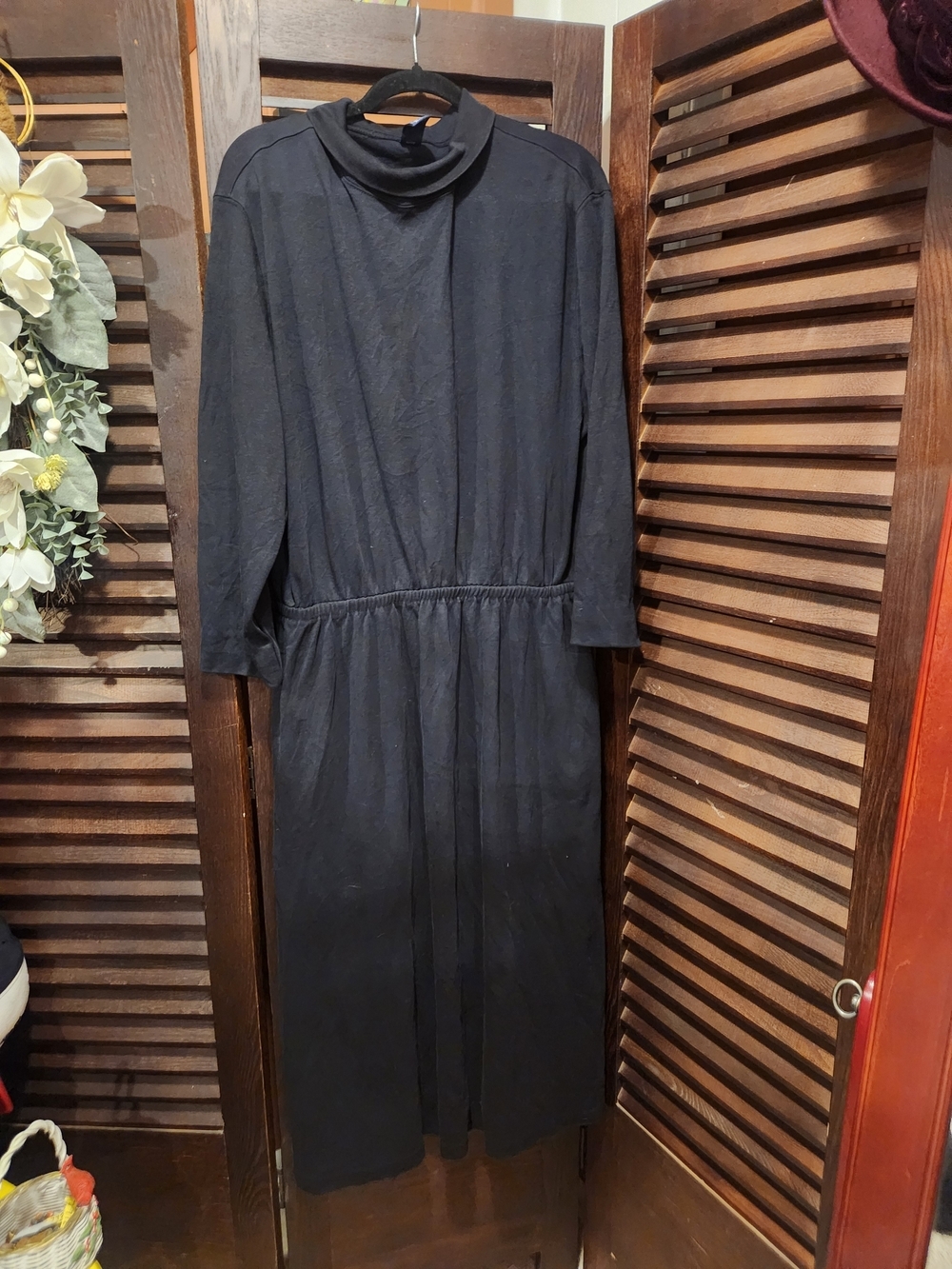 Vintage Lands' End Black Long Sleeve Maxi Dress with Turtleneck